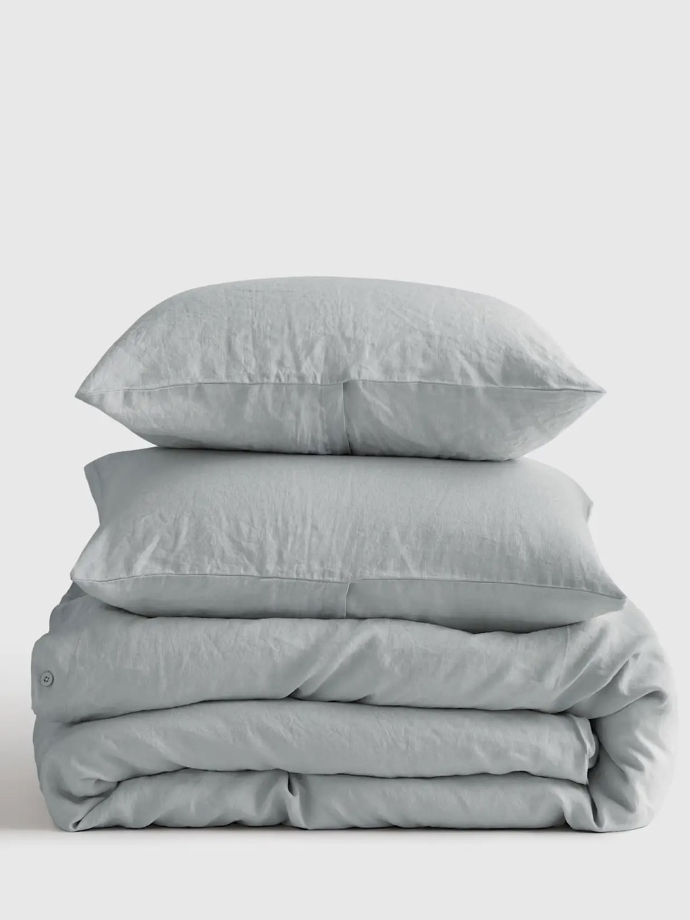 NEW Quince European Linen Duvet Cover Set Full Queen Mist (light green blue)